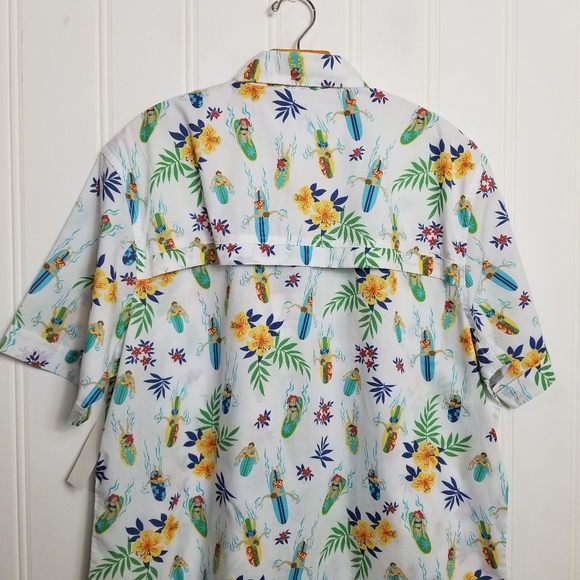 Izod Shirts Izod Saltwater Vented Fishing Hawaiian Surf Board Print